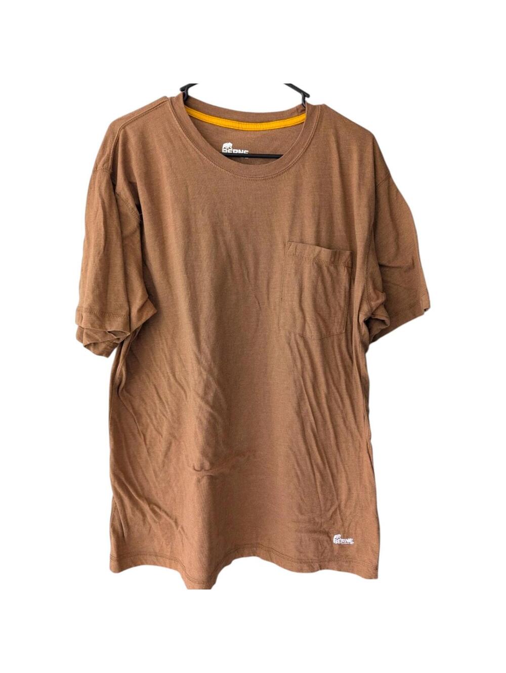 Berne Workwear XL Brown Pocket T-Shirt Performance Blend Durable Bear Logo Top